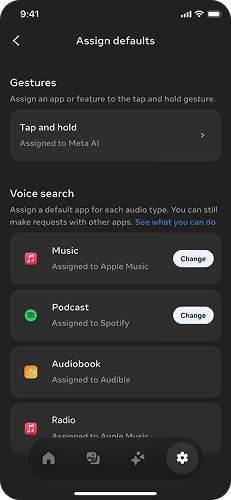 Default provider settings for audio categories